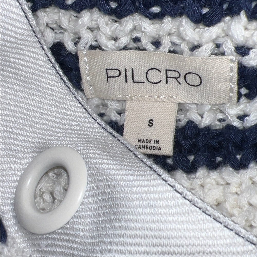 Anthropologie Pilcro Bell Sleeve Henley Navy Stripes nautical Sweater size S - Picture 7 of 9